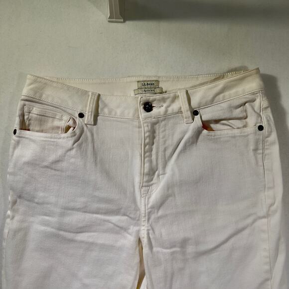 L.L. Bean Stretch Jeans Woman's 12 Classic Fit Upstretched 32W White 5-Pocket - Picture 5 of 14
